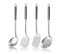 Cpolebev Set di Utensili da Cucina Composto da 4 Pezzi, Che Include Un Mestolo Forato, Una Spatola per Wok e Una Spatola Forata.