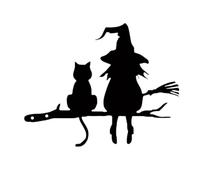 Cpolebev Silhouette in, Simpatica Strega e Gatto, Paletto da Giardino sul Ramo, Decorazione Artistica del Cortile, Plug-in per Ceppo D'Albero, per Il Cortile del Giardino