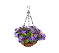 Cpolebev Simulazione Fiore Cesto Appeso Cestini Appesi Ghirlande Fiori Domestici per Patio Prato Decorazione Giardino, per la Decorazione di Esterni e Interni- Viola