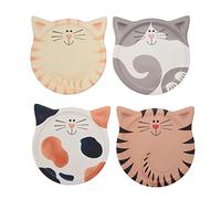 Cpolebev Sottobicchiere da 4 Pezzi, Sottobicchiere in Ceramica Che Assorbe L'Acqua, Sottobicchiere per Gatti Carino, per Tavolino da caffè, Latte, caffè, Bevanda Calda, ECC.