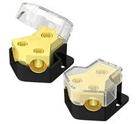 Cpolebev Splitter Car Audio Splitter 2 Vie 0/2/4 Gauge in 4/6/8 Gauge out Ground Distribution Block Amp