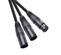 Cpolebev Splitter XLR, 3 Pin XLR Femmina un Doppio XLR Patch Y Bilanciato Microfono Splitter Adattatore Audio-50 Cm