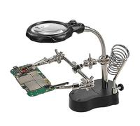 Cpolebev Staffa da Tavolo per Saldatore con Lente D'Ingrandimento per Saldatura Tavolo per Strumenti di Manutenzione per Apparecchiature Digitali con Lampada A LED