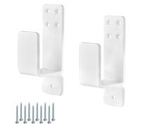 Cpolebev Staffe per Barricate per Porte 2X4 Staffe per Supporti per Barre per Porte Potenziate per Carichi Pesanti per Tuta di Sicurezza Domestica per Sostituzione Bianca In Legno 2X4