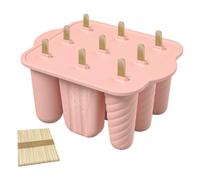 Cpolebev Stampi per Ghiaccioli in Silicone A 9 Fori Macchina per Ghiaccioli Fatta in Casa A Rilascio Facile con 50 Bastoncini per Ghiaccioli D