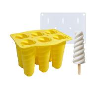 Cpolebev Stampi per Ghiaccioli in Silicone da 2 Pezzi Stampi per Gelato Fatto in Casa per Bambini Macchina per Ghiaccioli per Uso Alimentare, Facile da Pulire, Giallo
