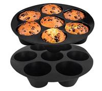Cpolebev Stampo per Muffin in Silicone Stampo per Muffin Stampo per per Friggitrice Ad Aria, Forno, Pentola 21,6 cm Stampi da Forno in Silicone Riutilizzabili Gratuiti Confezione da 2