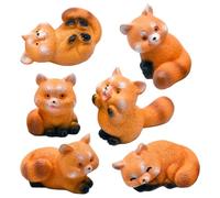 Cpolebev Statuine di Piccoli Procioni in Miniatura da 1 Pollice di Cartoni Animati di Rosso Set di Simpatici Toppers per Torta con Animali in Resina Durevoli