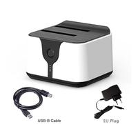 Cpolebev Stazione di Docking per HDD A Doppia Baia con Clonazione Offline con Un, Stazione di Docking per HDD SATA su USB 3.0 per SSD da 2,5/3,5 Pollici, Spina UE