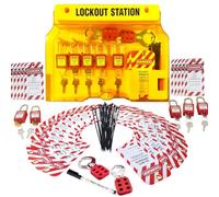 Cpolebev Stazione di Lockout Tagout per Blocchi Elettrici Sicuri, 2 Hasp, 25 Tag, Scheda Kit di Lockout Tag Out, Fornitura di Sicurezza di Lockout