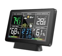 Cpolebev Stazione Meteorologica LCD Termometro Digitale Wireless Termometro Elettrico per Interni/Esterni Igrometro Spina Europea Durevole Facile da Installare Facile da Usare