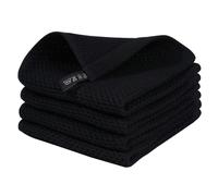 Cpolebev Strofinacci da Cucina In Tessuto A D'Ape In 100% Cotone, Strofinacci da Cucina Ultra Morbidi Assorbenti Ad Asciugatura Rapida Neri Durevoli Facili da Usare 34x34 cm