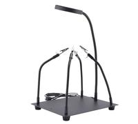 Cpolebev Strumento di Saldatura per Terzo Puntatore con 3 Luci di Ingrandimento A LED Supporto per PCB 4 Stazioni di Saldatura con Braccio Flessibile per Riparazione di Gioielli di Saldatura Elettroni
