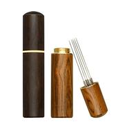 Cpolebev Strumento per la 'Espresso da 2 Pezzi, Strumento per Mescolare L'Espresso con Manico e Base in Legno Naturale, Agitatori per caffè Espresso con 5