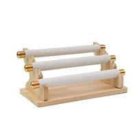 Cpolebev Supporto per Espositore per Gioielli in Legno a 3 Livelli, Espositore per Vetrina per Gioielli con Barra a T e Organizer Bianca