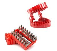 Cpolebev Supporto per Organizer per Punte per Cacciavite per Protesi con Base Magnetica, Supporto per Punte per Trapano con Punte da 32 Pezzi e 1 Presa di Prolunga