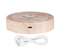 Cpolebev Supporto Rotondo Base Espositore Girevole A LED per Cristalli Base Illuminata 8 modalità di Illuminazione Piedistalli Display (Colore Legno)
