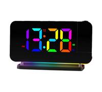 Cpolebev Sveglia con Radio FM e Proiezione con Luce Notturna RGB, Display A LED, Sveglia da Tavolo, Luminosità Regolabile, Nero