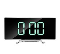 Cpolebev Sveglia Digitale, Orologio da Camera Digitale con Schermo LED Dimmerabile Curvo, Grande Orologio Verde, Illuminazione Intelligente, Funzione Snooze, 12/24 Ore, Porta USB