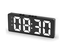 Cpolebev Sveglia Digitale (Un Batteria) o Orologio da Tavolo Alimentato Tramite USB Snooze Night Mode 12/24H Orologi Elettronici Un LED Nero