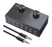 Cpolebev Switch Audio da 3,5 mm A 6 Porte Switch Audio Bidirezionale da 3,5 mm Supporto 1 in 6 out o 6 in 1 out per PC Telefono Cuffie
