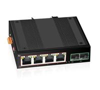 Cpolebev Switch Poe Industriale Switch Gigabit Ethernet con 6x100/1000Mbps Porta Base-T DIN Switch di Rete IP40 DC44-55V