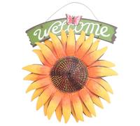 Cpolebev Targhe di Benvenuto da Giardino nel Metallo Appesa Girasole Esterno Dipinto Un Mano per Porta D'Ingresso