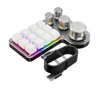 Cpolebev Tastiera Macro Personalizzata 12 4 Manopole Mini Tastiera Meccanica USB Programmazione Tastiera da Gioco Macro Bianca