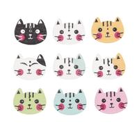 Cpolebev Tasto di Legno Animale del Gatto di 100 pz Che cuce Il mestiere di Scrapbooking DIY 2 variopinti