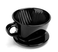 Cpolebev Tazza con Filtro per Caffè, Gocciolatore per Caffè In Ceramica Nera A Tazza Singola, Portagocce per Filtro Riutilizzabile Facile da Usare L