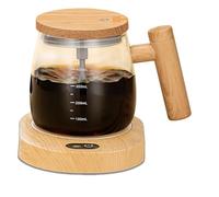 Cpolebev Tazza Elettrica Automescolante con Base Riscaldante e Coperchio - Tazza di Vetro Ad Alta Velocità per Mescolare Caffè, Viaggi e Ufficio - Impermeabile