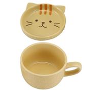 Cpolebev Tazze da caffè in Ceramica con Coperchio Tazza di Porcellana con Gatto Carino Colazione in Famiglia Tazza di Succo di Latte Bevanda (Giallo)