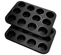 Cpolebev Teglia per Muffin Teglia per Muffin in Acciaio al Carbonio Stampo per Muffin Confezione da 2 per 12 Muffin, Teglia per Muffin con Rivestimento Antiaderente