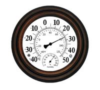 Cpolebev Termometro Antico per Interni Ed Esterni, Igrometro, Misuratore di Umidità, Temperatura, Orologio da Parete, per Decorazioni Domestiche, Facile da Installare, Facile da Usare.