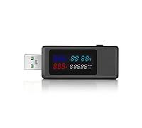 Cpolebev Tester USB 6 in 1 DC4-30V Display IPS Misuratore di Capacità di Temporizzazione di Tensione Digitale Rilevatore di Corrente, Tensione, Nero