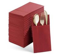 Cpolebev Tovaglioli da Cena USA e Getta da 50 Pezzi con Tasca per Incorporata, Tovaglioli di Carta Prepiegati in Tessuto per Feste di Matrimonio Rossi Facili da Usare