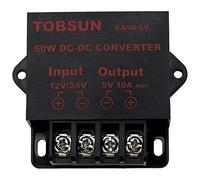 Cpolebev Trasformatore CC Convertitore di Alimentazione per Schermo Pubblicitario un LED per Auto da 24V / 12V un 5V 10A 50W