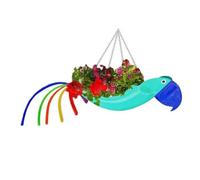 Cpolebev Vaso da Fiori in Metallo Squisita Forma di Volante Vaso da Fiori Colorato con Pappagallo Fioriera Sospesa Vaso da Fiori da Giardino, L, D