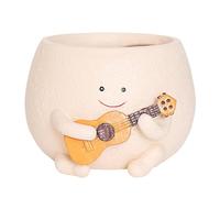Cpolebev Vaso per Fiori con Faccina Sorridente con Foro di Drenaggio, Resina per Fili di Piante, Vasi Succulenti per Chitarra Unici per Interni