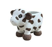 Cpolebev Vaso per Fioriera con Mucca 'Altopiano Vaso da Fiori in Resina con Mucca 'Altopiano Contenitori per Fioriere Divertenti Vasi per Fiori Succulenti