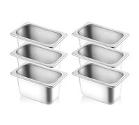 Cpolebev Vassoi per Catering per Alimenti in Metallo Commerciale, Pentole da Tavolo per in Acciaio Inossidabile, Dimensioni 1/9, profondità 4 Pollici, Anti Intasamento