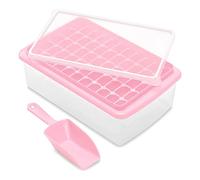 Cpolebev Vassoio per Cubetti di Ghiaccio con Coperchio e Contenitore, Vassoio per Ghiaccio Un Sgancio Facile 55 con Coperchio Resistente alle Fuoriuscite, Contenitore, Rosa