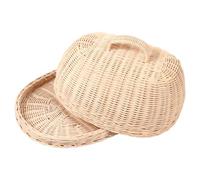 Cpolebev Vassoio Portaoggetti nel Rattan con Coperchio, Cestini nel Vimini Intrecciati Un Mano, Scatola Espositiva per Colazione con Pane e Frutta, per, Frutta, Torta, ECC.