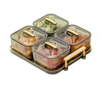 Cpolebev Vassoio Snack Multifunzionale per Frutta, Noci, Piatto per Feste A Scomparti, Ciotola da Portata Divisa con Coperchio Resistente e Facile da Usare 21,5x18,5x9 cm per B