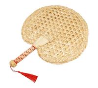 Cpolebev Ventaglio Intrecciato Un Mano nel Paglia Intrecciata Ventilatore Un Mano Naturale Antico Ventilatore Rotondo Ecologico Intrecciato Un Mano