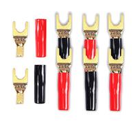 Cpolebev Y Plug Spade Connettore per Filo 'Altoparlante, 8 Pezzi Y Spade Plug 45 Gradi Placcato U Fork Spade Connettore