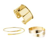 CPRNQY 3 bracciali dorati, fascia orata, bracciale in oro, minimalista a strato, bracciale aperto, per donne, bracciale da polso regolabile, M, Sintetico., no.