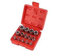 CPROSP 10pcs Chiavi a Bussola E-Torx a Stella on Scatola Portaoggetti Rosso, Bussole 1/2", 1/4", 3/8", E4-24