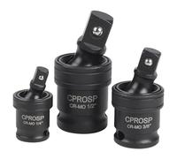 CPROSP 3pcs 1/2" 3/8" e 1/4" Snodo a Bussola Universale, Adattatori per Bussola, Bussole Girevoli in Acciaio Cr-Mo, Giunto Girevole a 360° per Strumenti con Chiave a Urto o Bit a Cricchetto