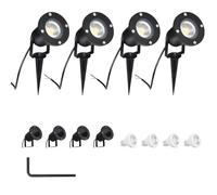 CPROSP 4PCS 5W Faretto da Giardino GU10 Proiettore LED Spot con Picchetto Esterno IP65 Bianco Naturale per Esterno Giardino 4000K, Lampadina LED Inclusa